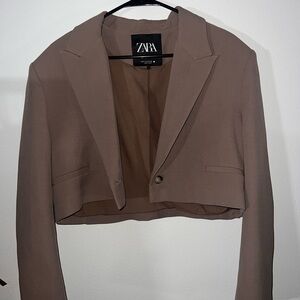 Zara Women's Tan Cropped Blazer